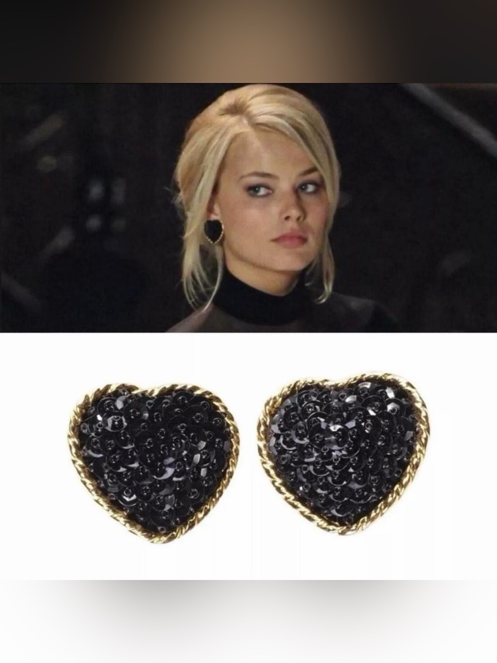 Heart Sequin Earrings As Seen On Margot Robbie In The Wolf Of Wall Street